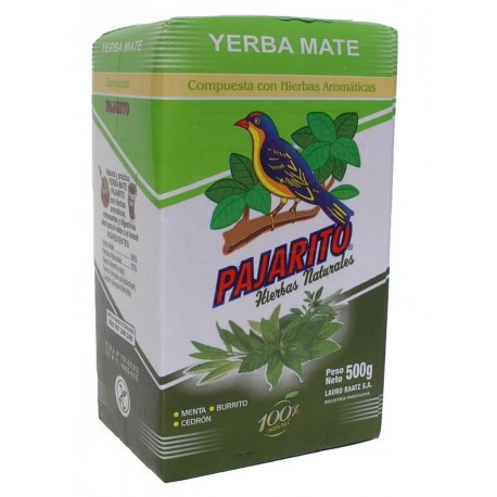 Yerba Mate Pajarito Minze Cedron und Burito 500g