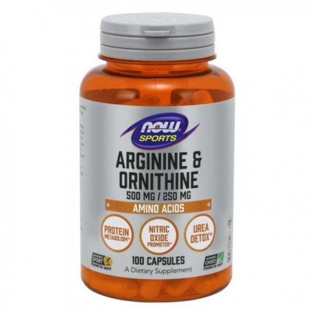 Arginin & Ornithin 500 mg / 250 mg - NOW Foods, 250cps