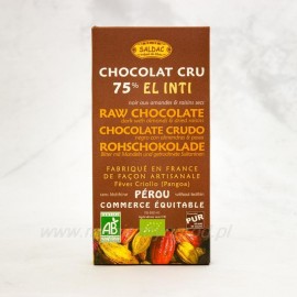 Dunkle Schokolade 75% Criollo Kakao, Mandeln und Rosinen 100 g